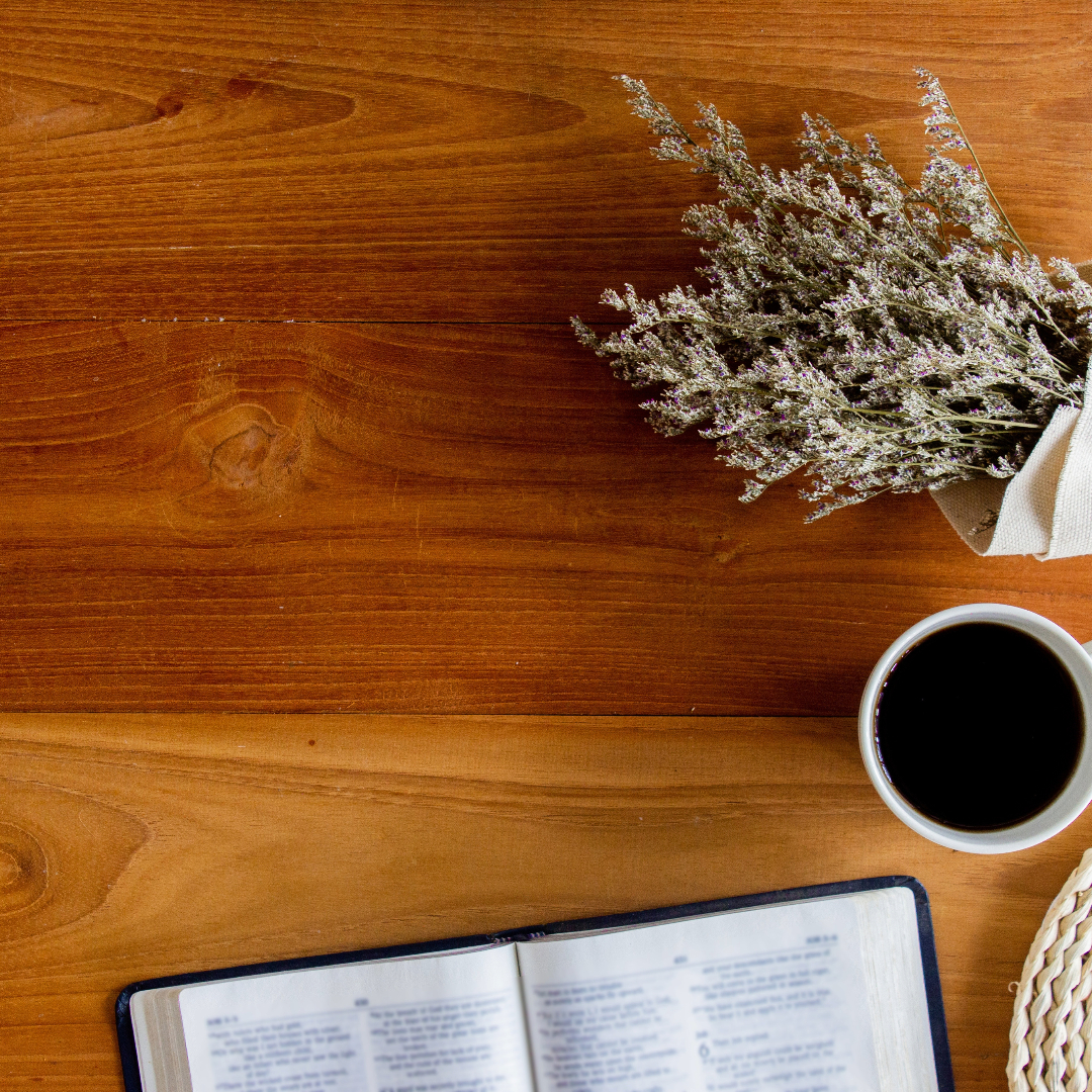 an open Bible, a cup of coffee and dried flowers can help with building a contemplative life.